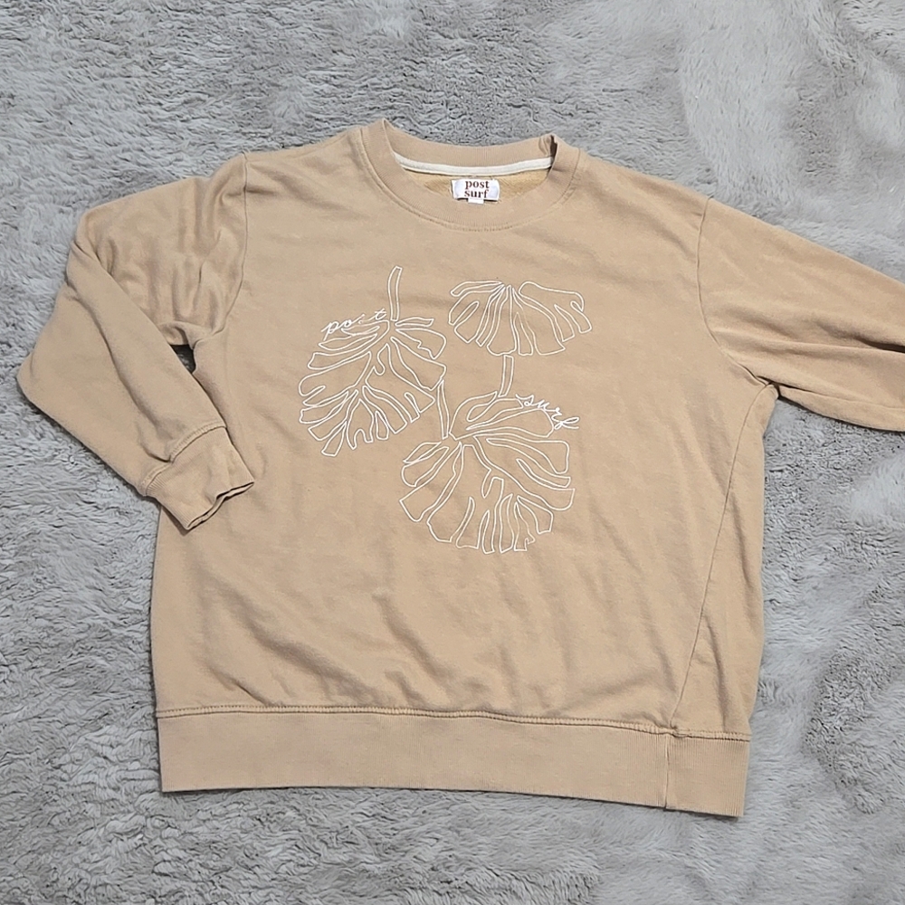 Post Surf tan monstera plant sweatshirt - size Small